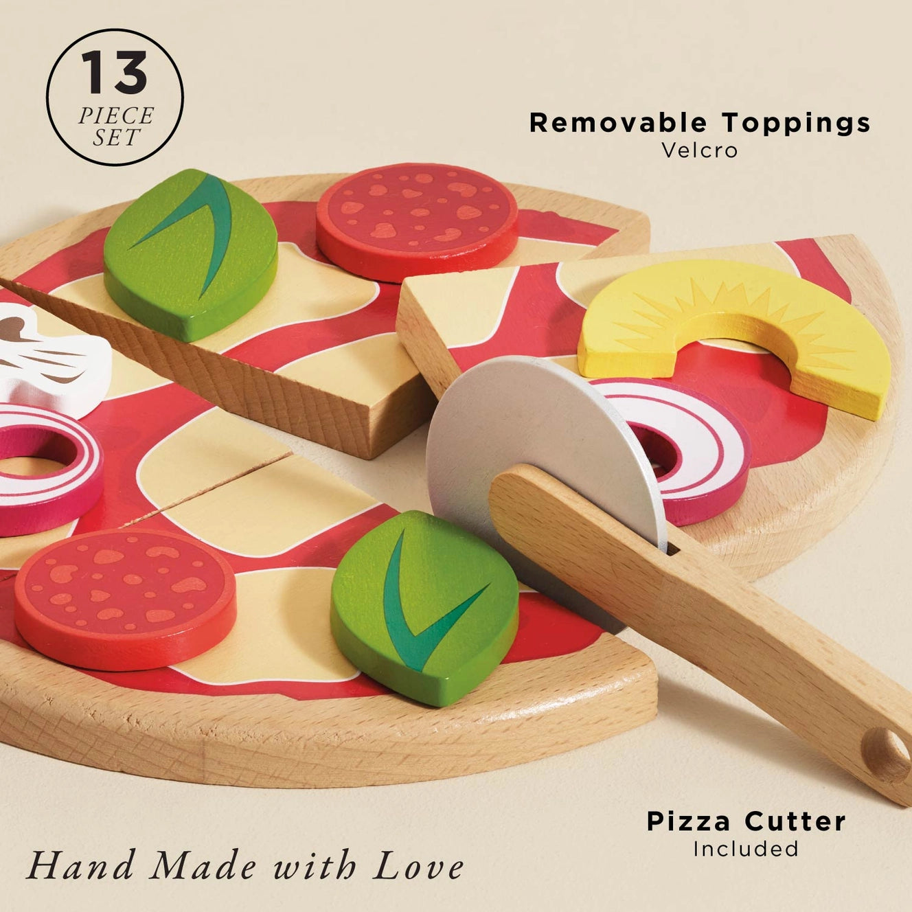 Le Toy Van- Roleplay Pizza & Toppings with Slice Cutter
