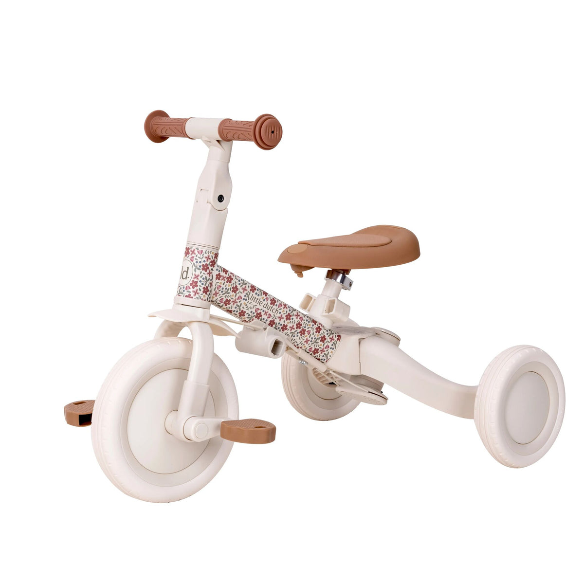 Little Dutch 4 in 1 Tricycle with Push Bar- Off White Sunny Flower