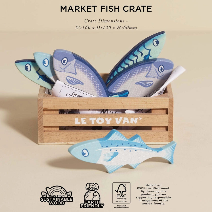 Le Toy Van Market Fish Wooden Play Crate