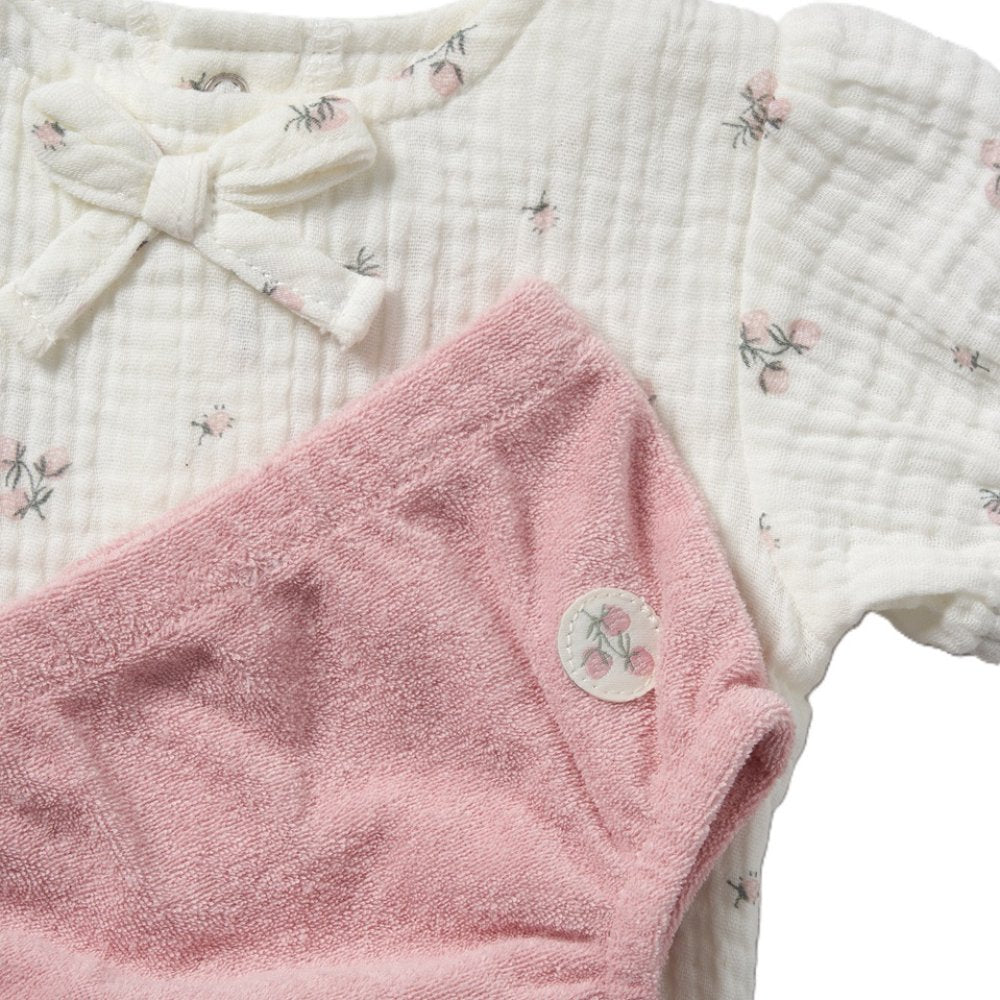 Rock A Bye Baby- Girls Muslin Top, Towelling Knickers & Reversible Bib