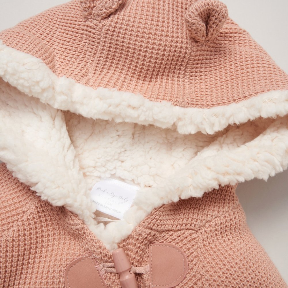 Rock A Bye Baby True Knit Hooded Cardigan With Sherpa Lined Knit Trousers