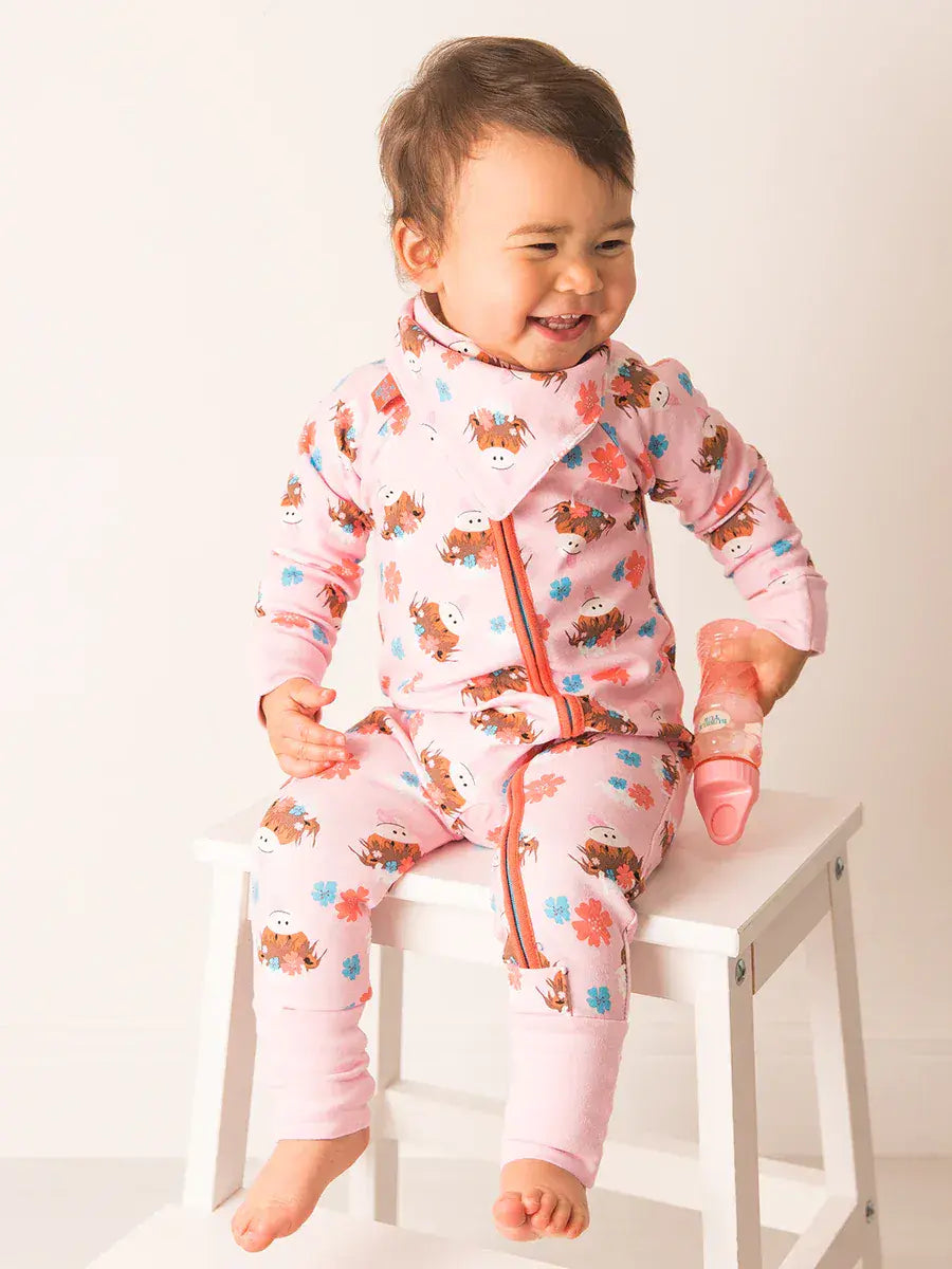 Blade & Rose Bonnie Highland Cow Zip-Up Romper