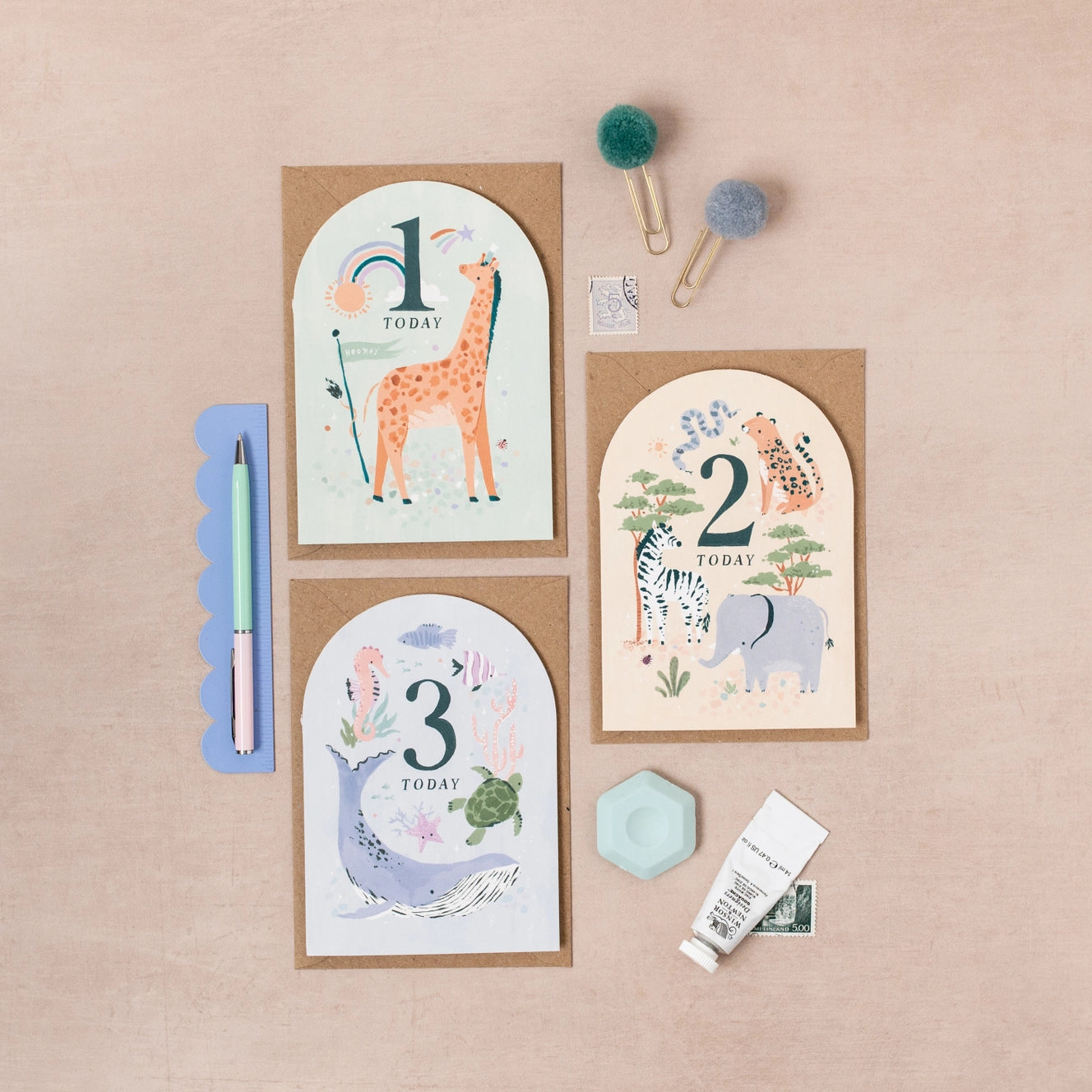 Sister Paper Co. Age 1 Giraffe Birthday Card