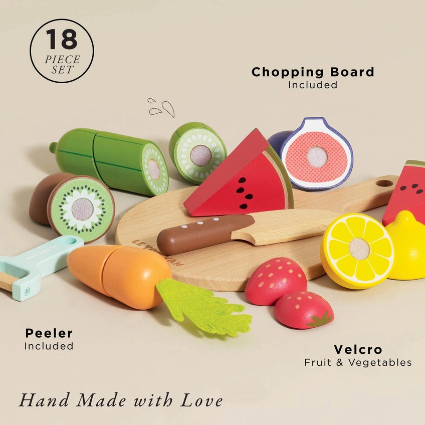 Le Toy Van Wooden Chopping Board & Sliceable Play Food