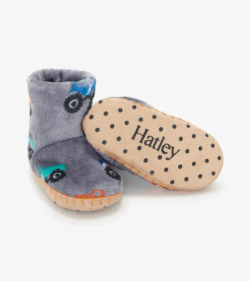 Hatley Monster Trucks Fuzzy Fleece Slipper