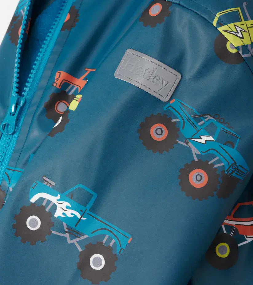 Hatley Monster Trucks Zip- Up Raincoat