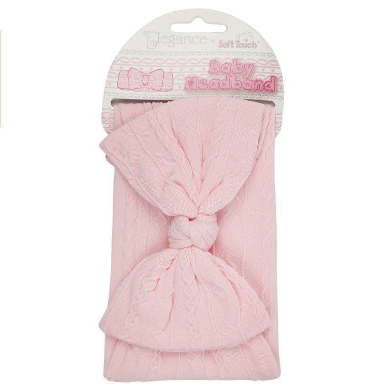 Pink Cable Headband With Bow