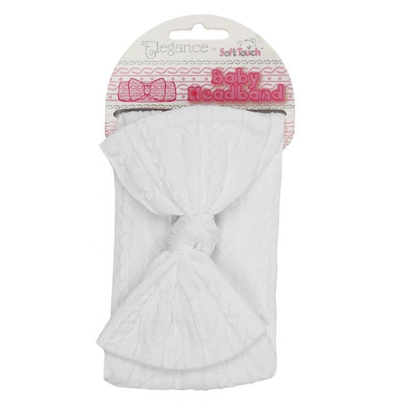 White Cable Headband With Bow