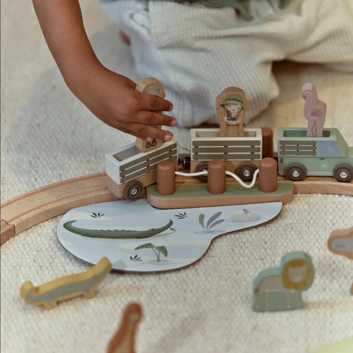 Little Dutch Wooden Train Set- Safari Friends