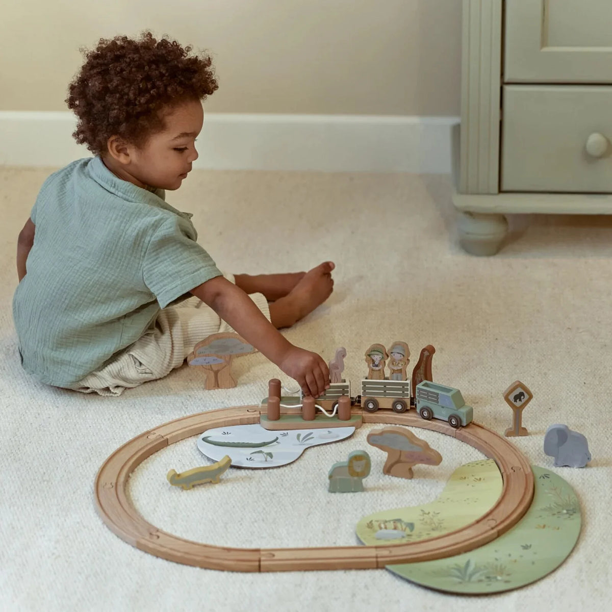 Little Dutch Wooden Train Set- Safari Friends