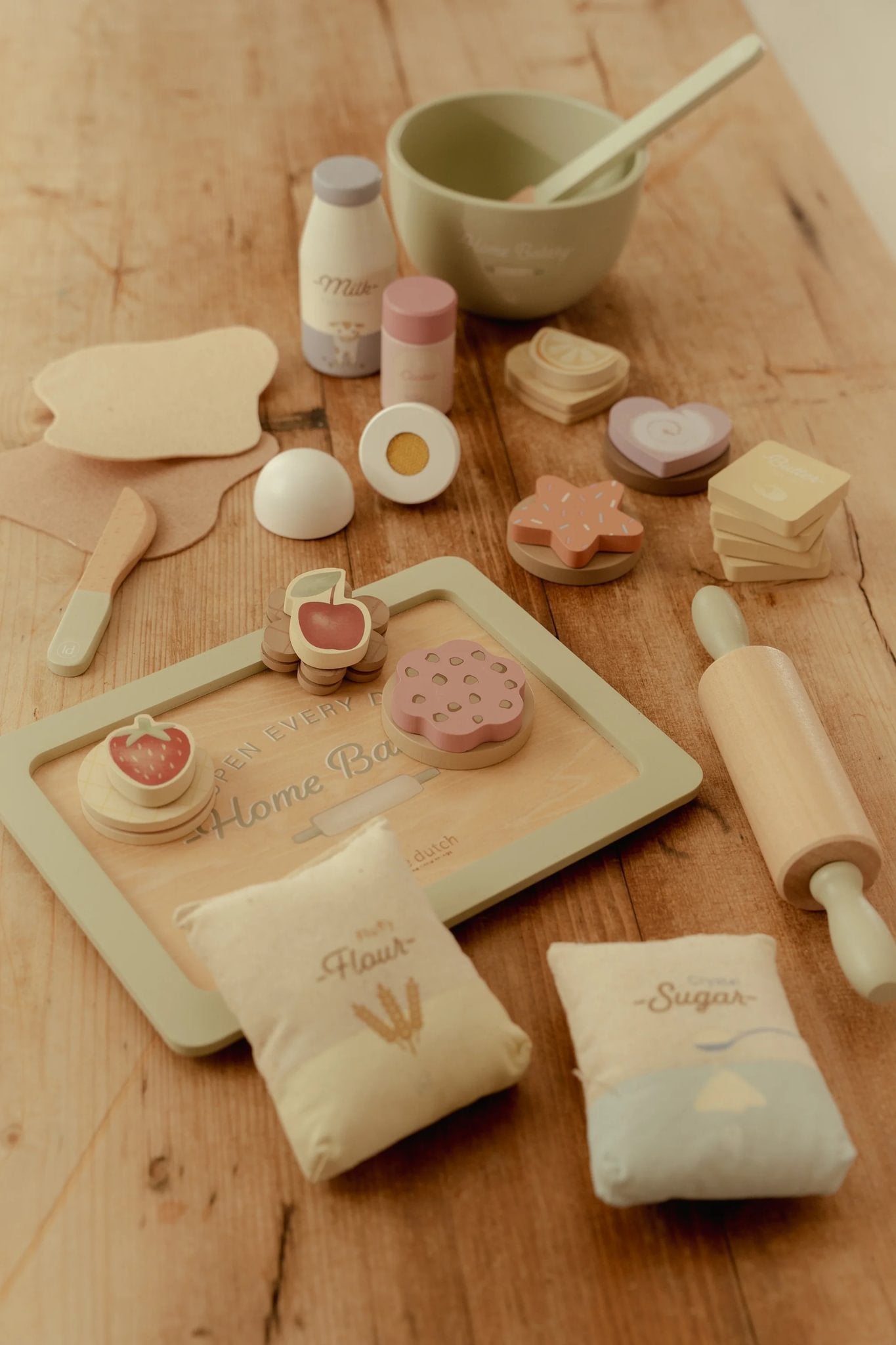 Little Dutch Wooden 3Pc Mint Kitchen Bundle with Baking Set, Toy Scale + Accessories