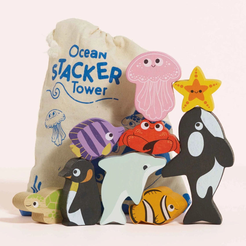Le Toy Van Ocean Life Stacking Animals & Bag