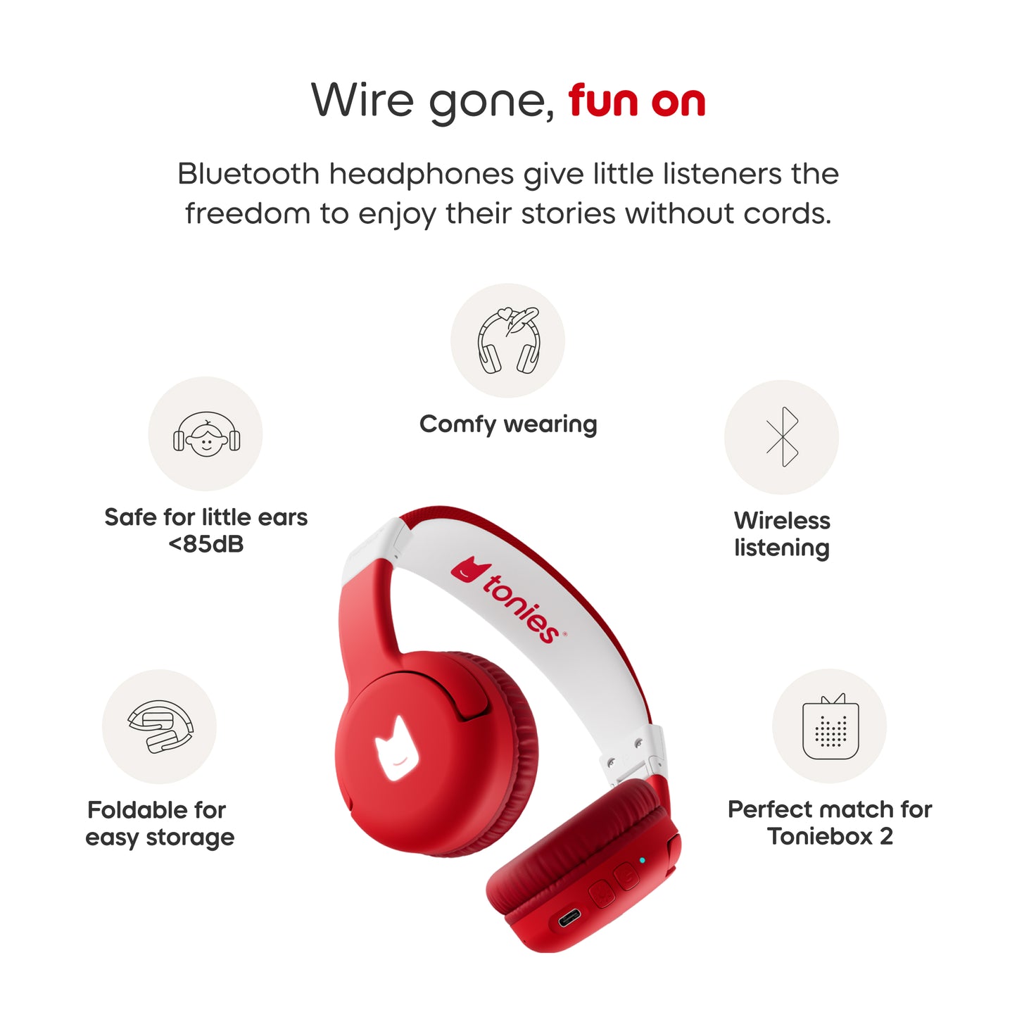 Tonies- Bluetooth Headphones Sunset Red
