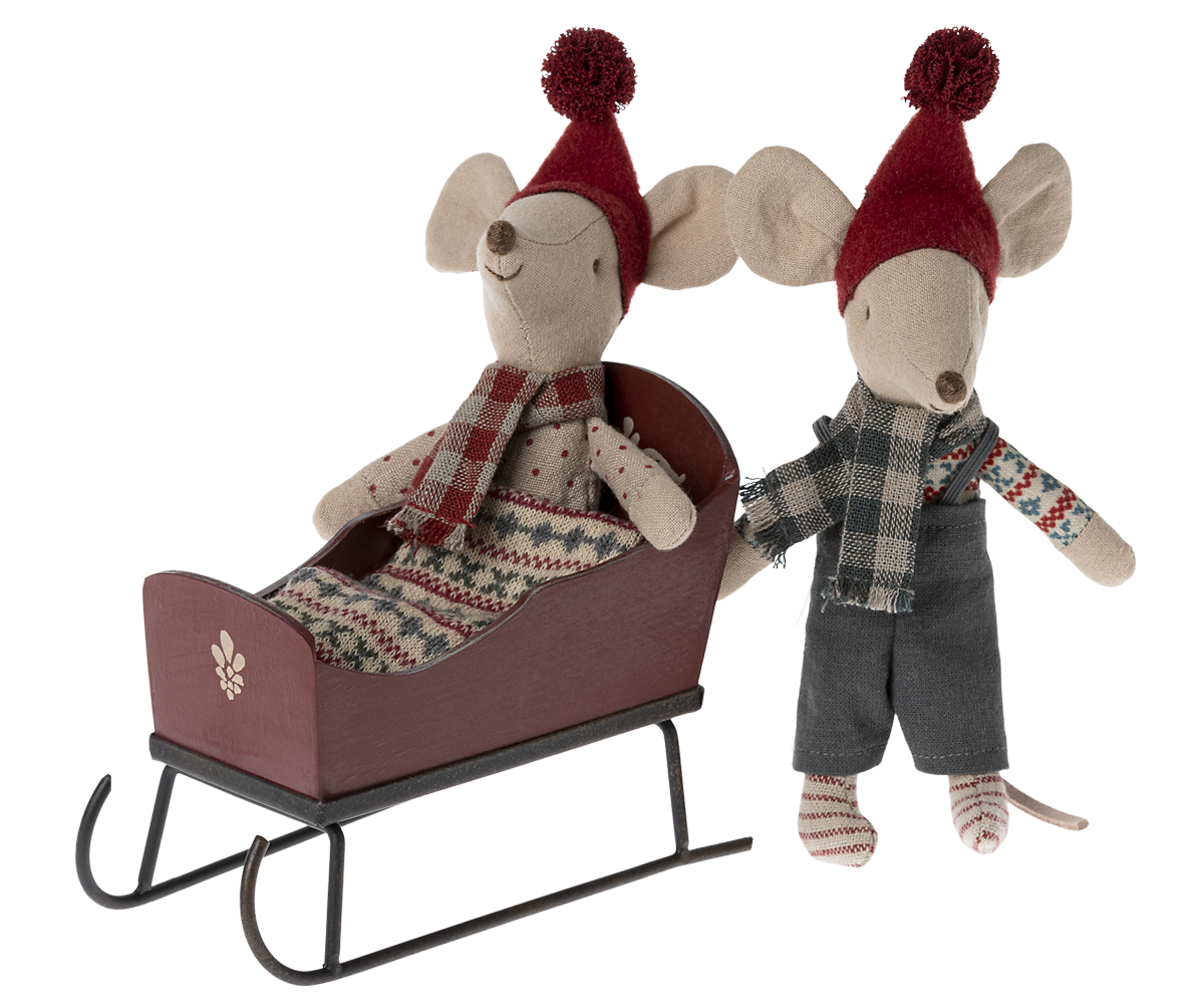 Maileg Mouse Sleigh- Red