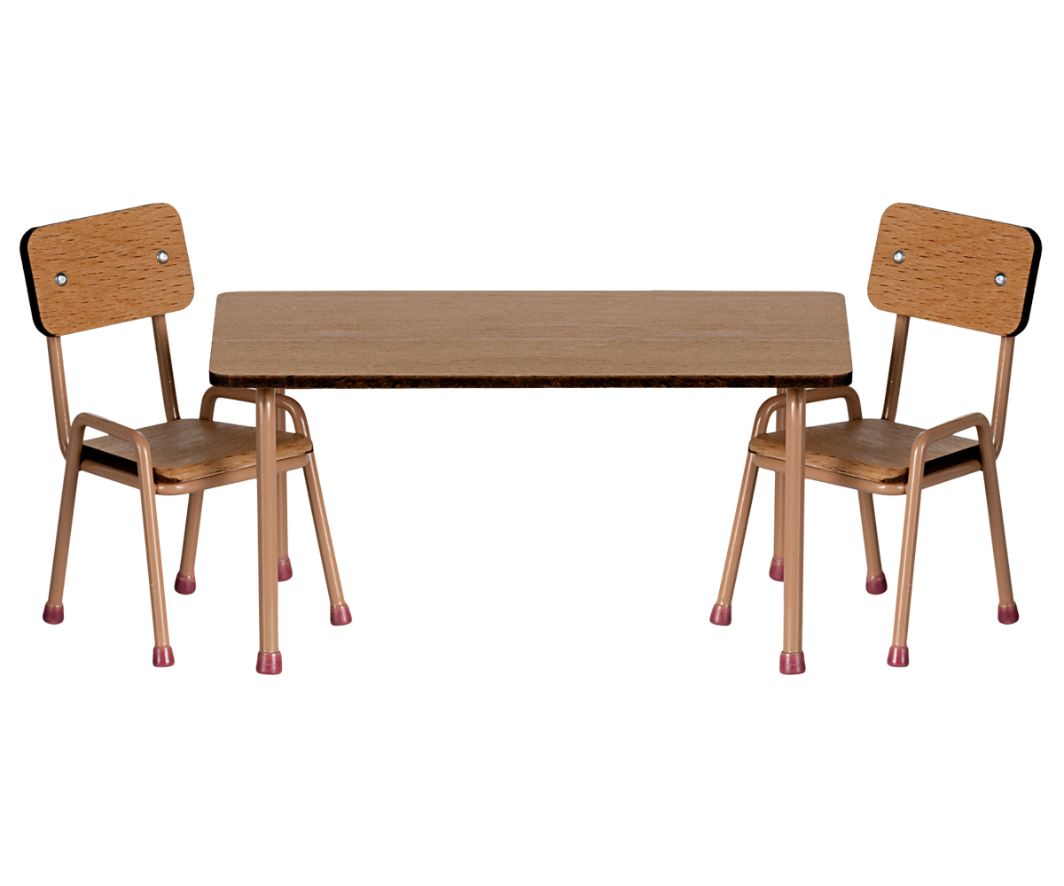 Maileg Mouse Table and chair set - Dark powder