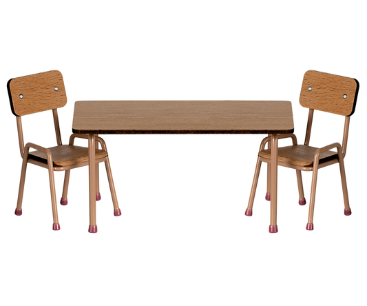 Maileg Mouse Table and chair set - Dark powder
