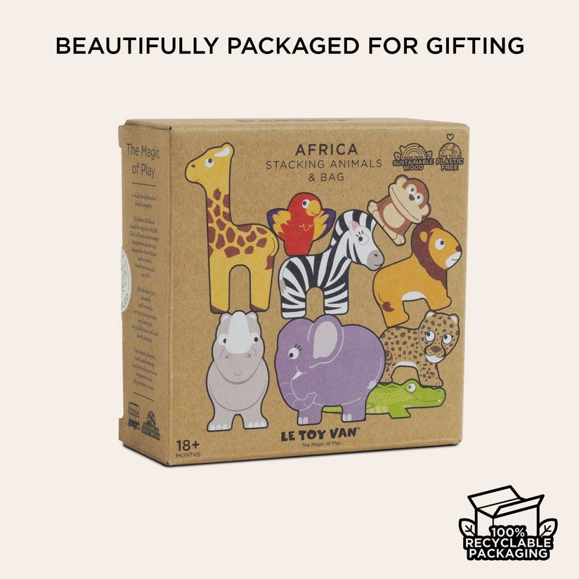 Le Toy Van African Safari Stacking Animals & Bag