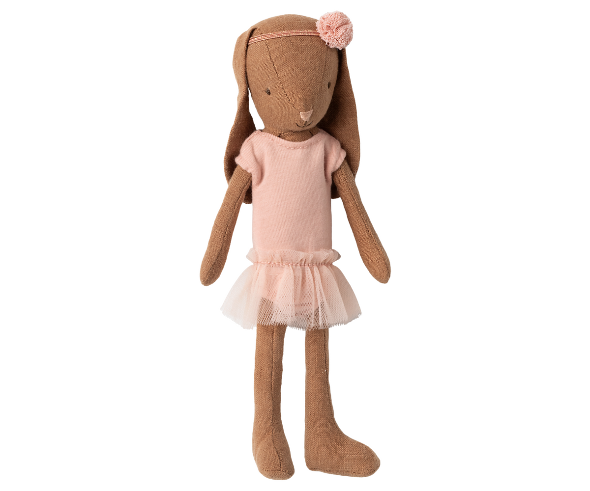 Maileg Chocolate brown Bunny Size 1- Ballet suit and skirt rose