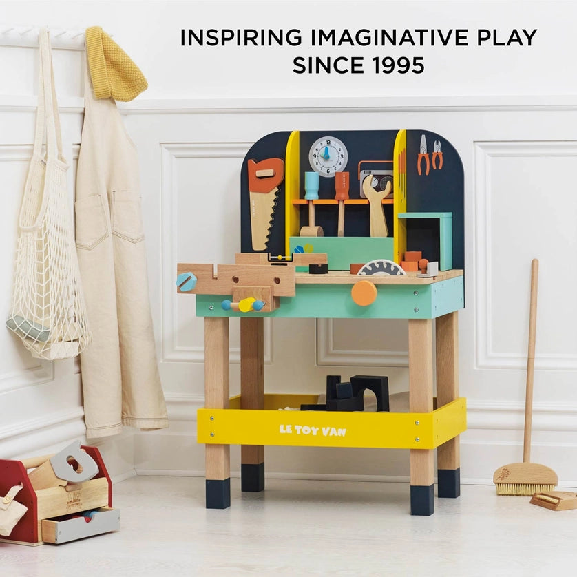 Le Toy Van Wooden Toy Work Bench & 12 Accessories