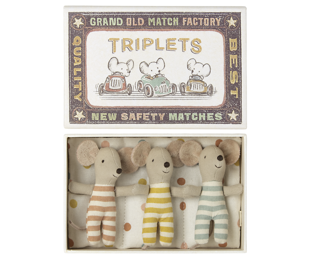 Maileg Triplets, Baby mice in matchbox