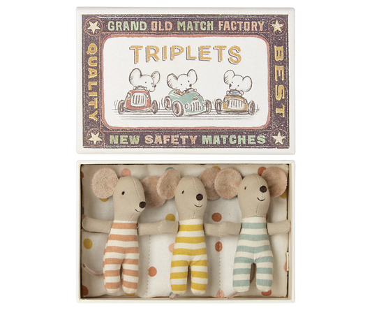 Maileg Triplets, Baby mice in matchbox