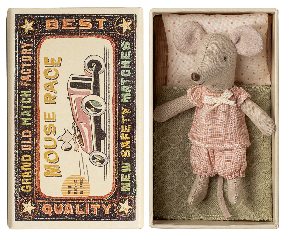 Maileg Little sister mouse in matchbox