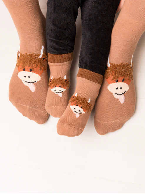 Blade & Rose Neutral Hamish Highland Cow Socks