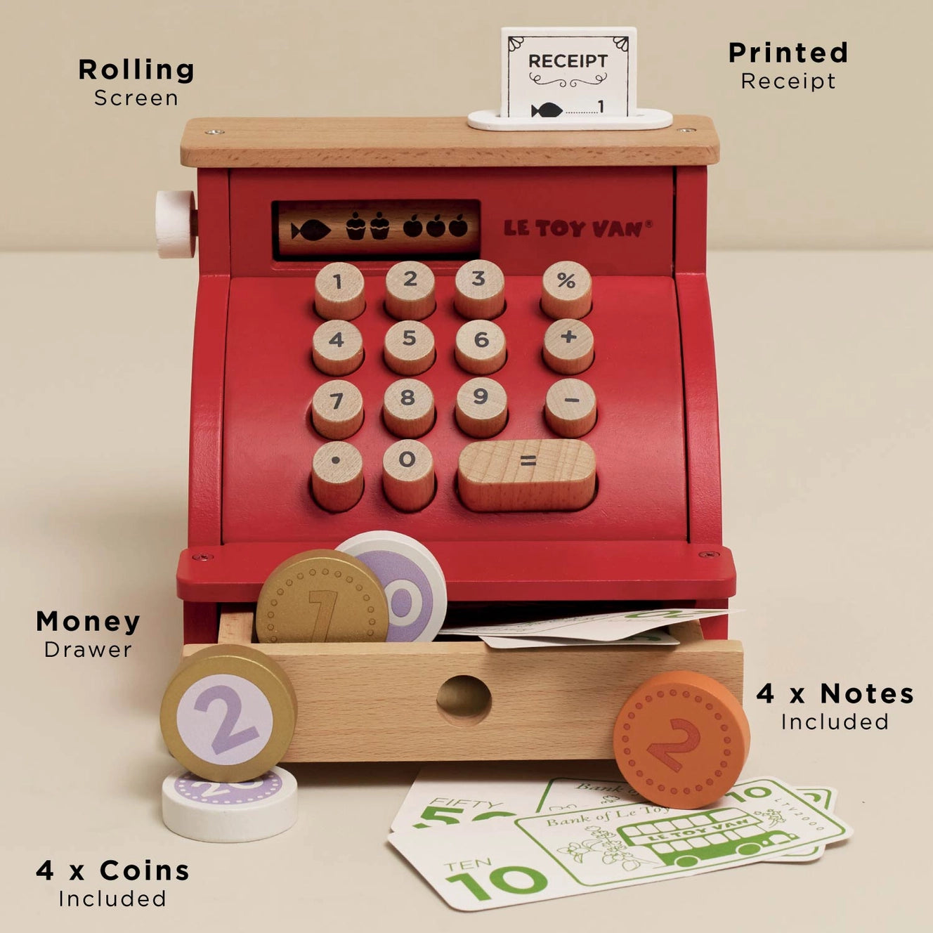 Le Toy Van- Shop Till Cash Register & Money