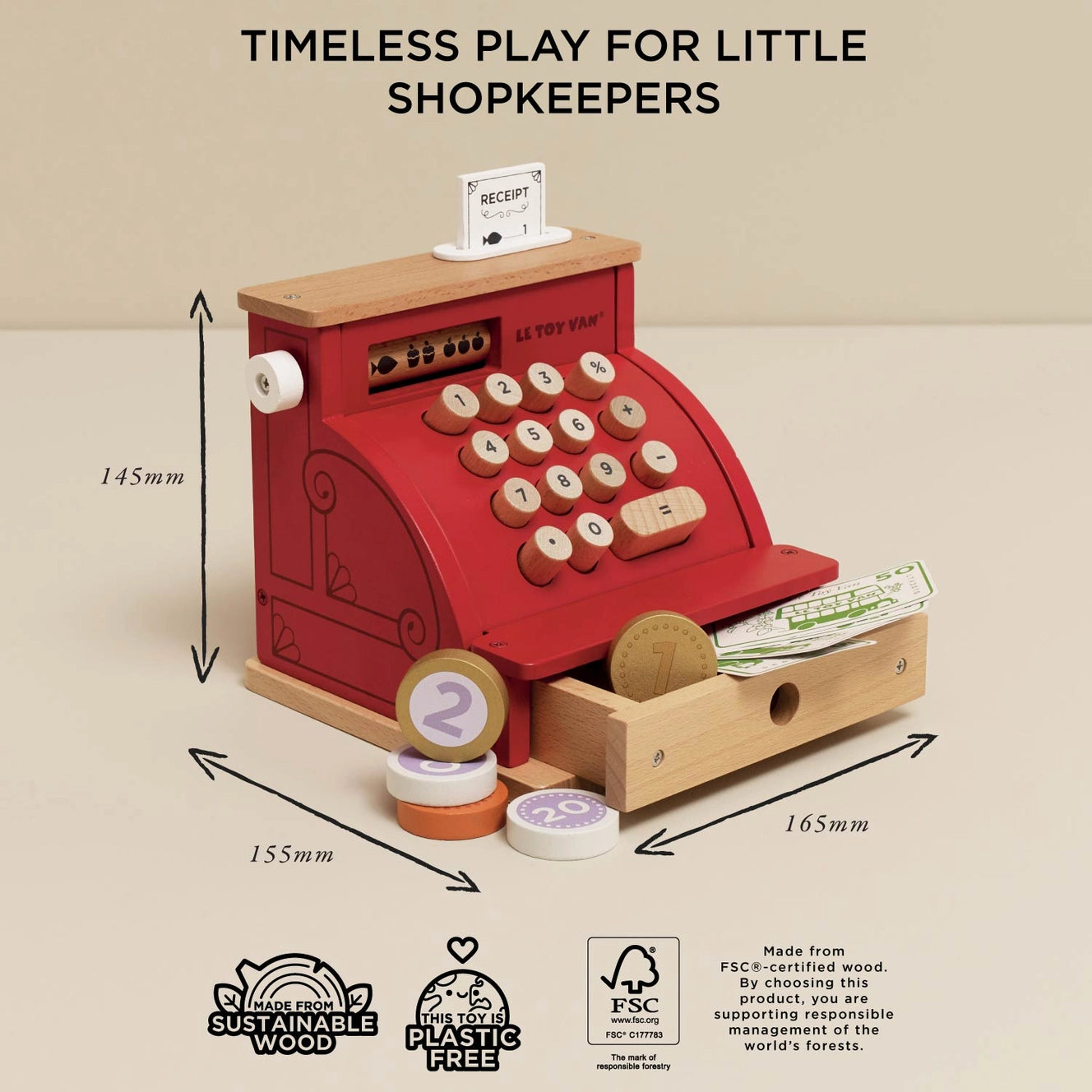 Le Toy Van- Shop Till Cash Register & Money