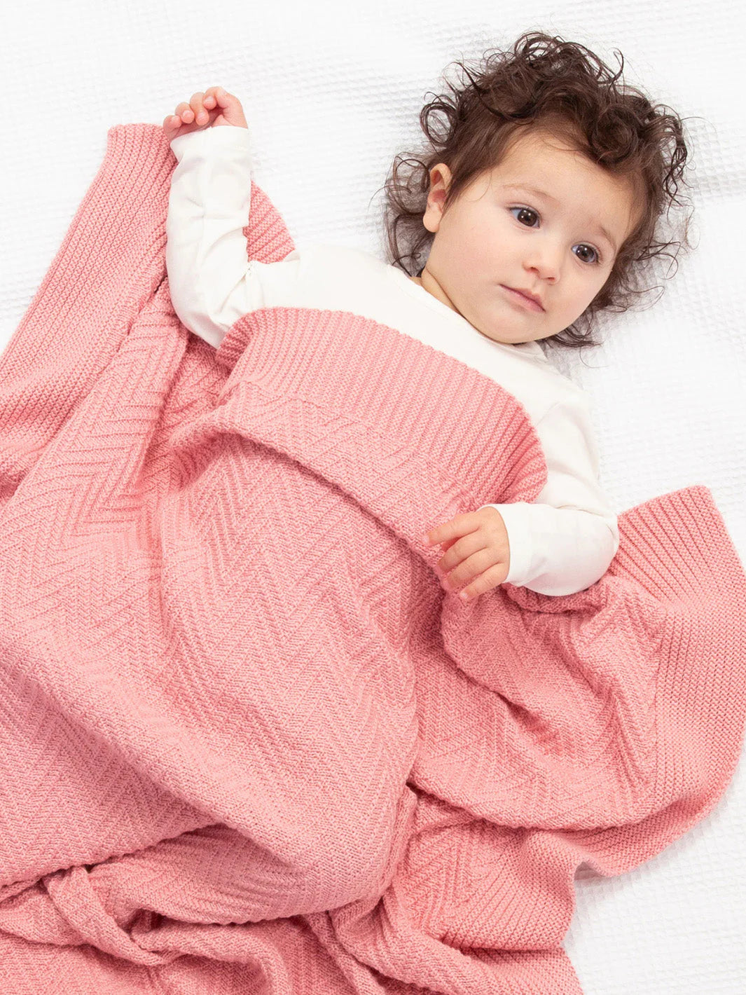 Kite Heirloom Knit Blanket Dusky Pink
