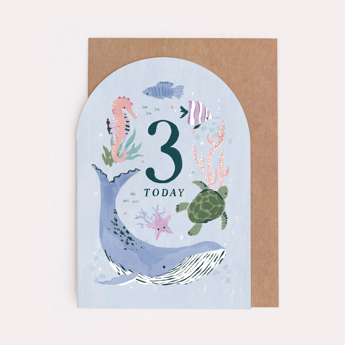 Sister Paper Co. Age 3 Sea Creatures Birthday Card