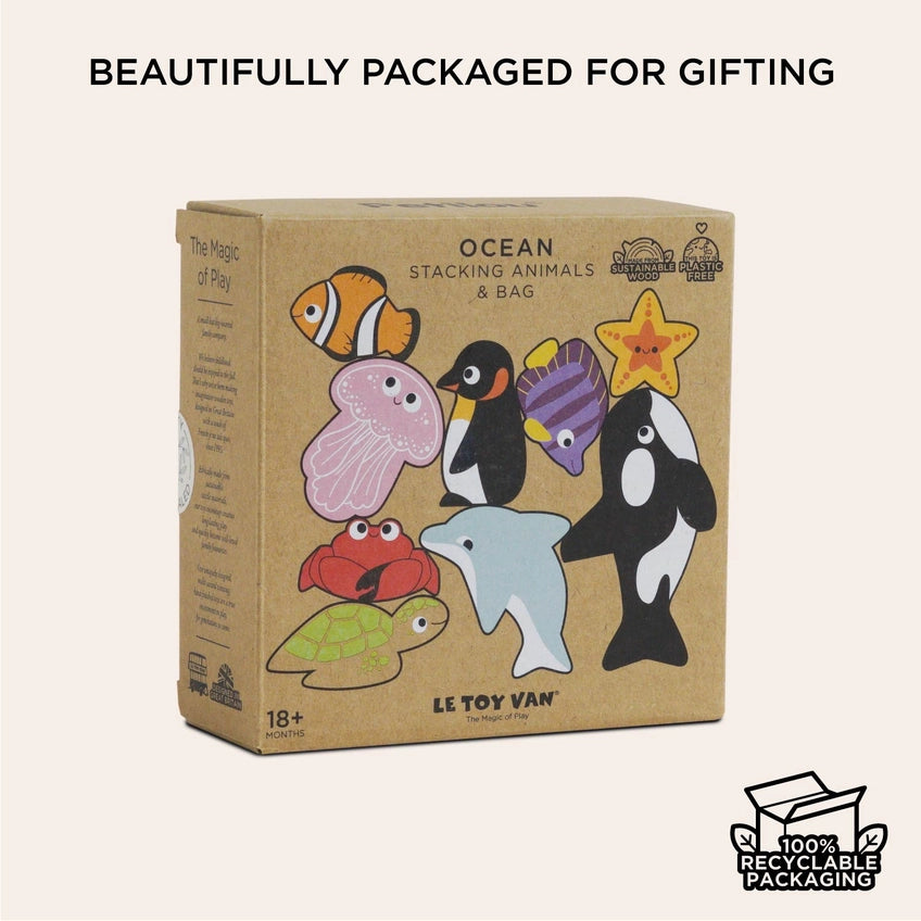 Le Toy Van Ocean Life Stacking Animals & Bag