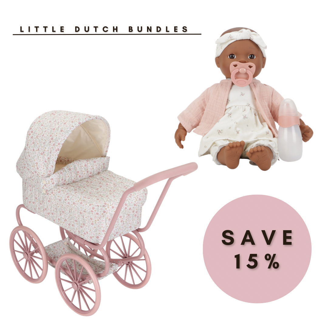 Little Dutch 2Pc Doll Bundle with Noa Doll & Big Metal Pram