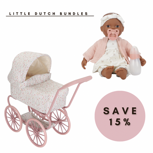 Little Dutch 2Pc Doll Bundle with Noa Doll & Big Metal Pram