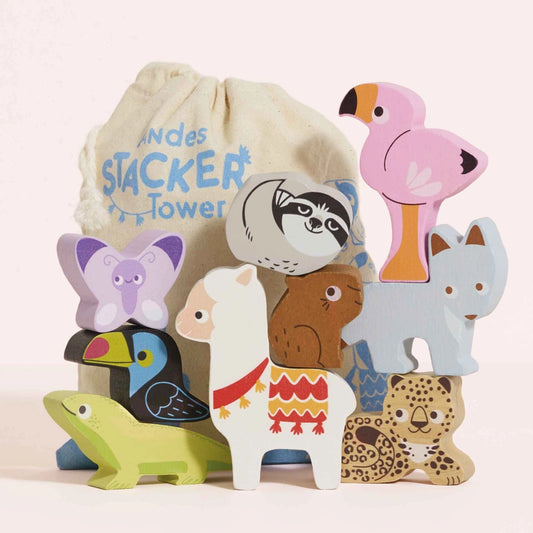 Le Toy Van Andes Stacking Animals & Bag