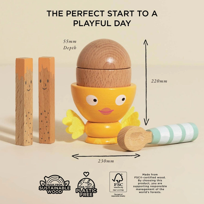Le Toy Van Wooden Egg Cup & Soldiers Set