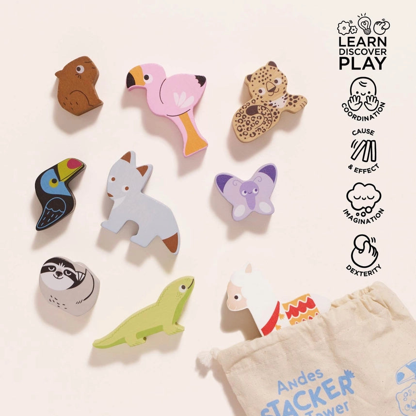 Le Toy Van Andes Stacking Animals & Bag