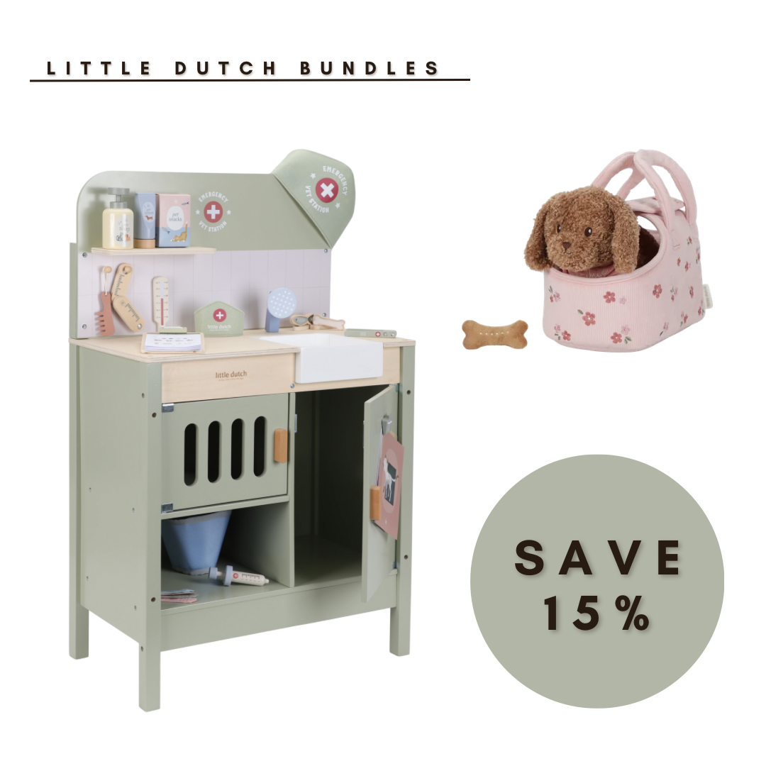 Little Dutch Wooden Veterinary Set With Accessories & Jackie Dog Bundle
