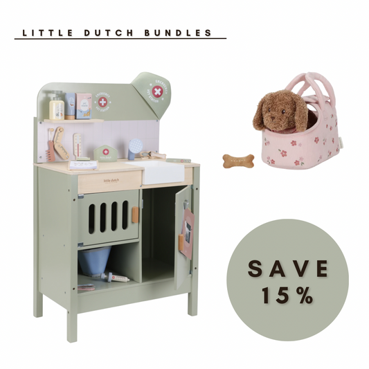 Little Dutch Wooden Veterinary Set With Accessories & Jackie Dog Bundle