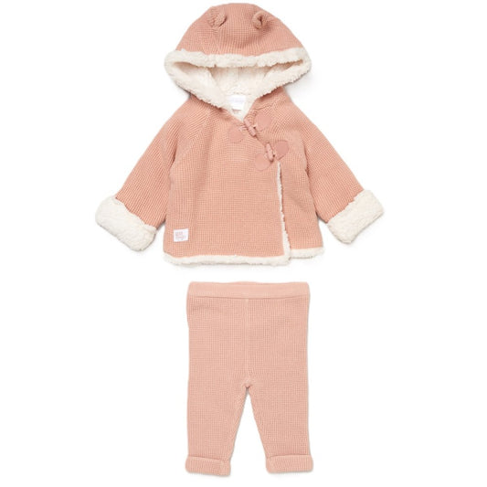 Rock A Bye Baby True Knit Hooded Cardigan With Sherpa Lined Knit Trousers