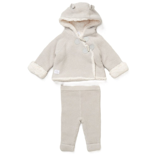 Rock A Bye Baby True Knitted Hooded Cardigan With Sherpa Lined Trousers