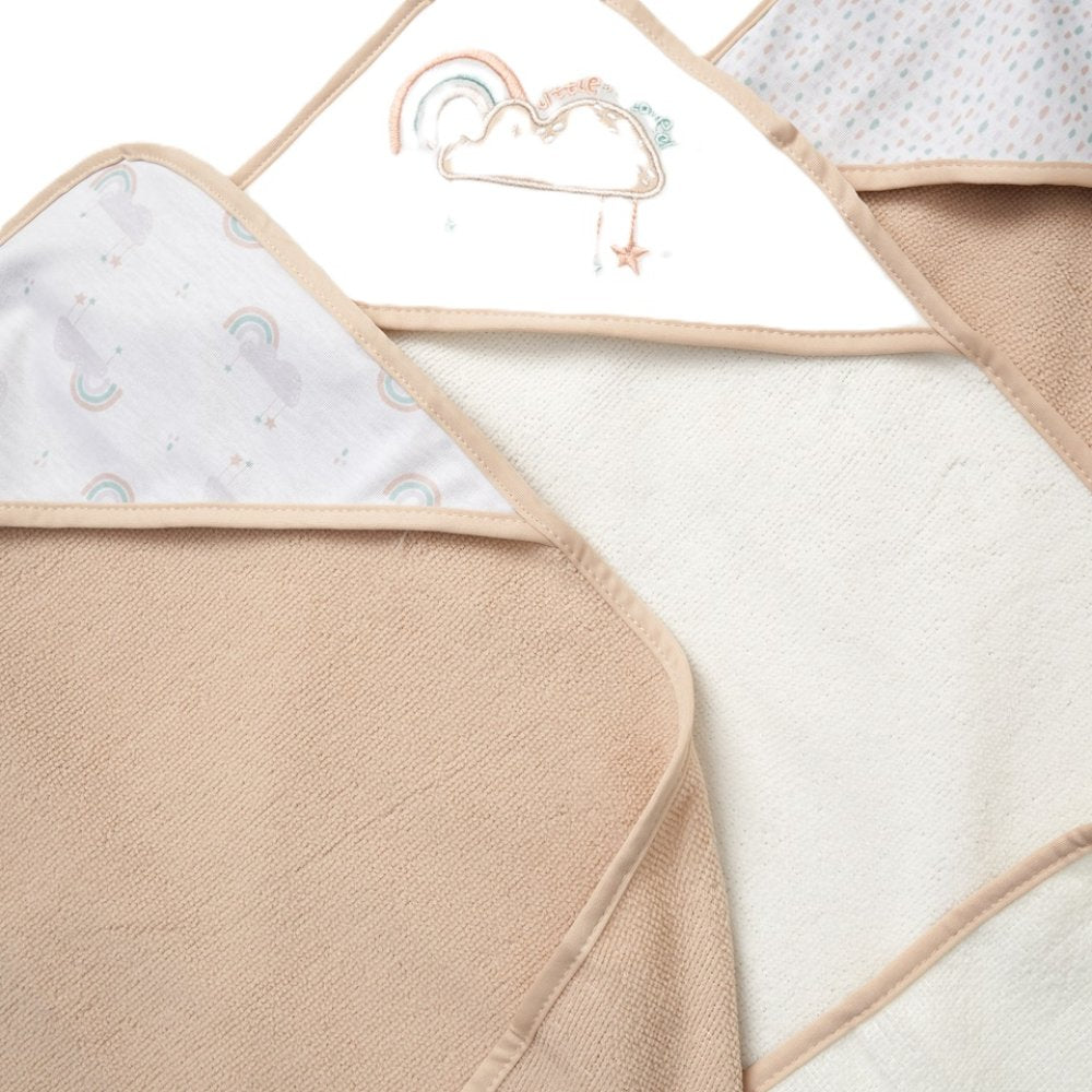 Snuggle Tots Cloud & Rainbows 6 Piece Hooded Towels & Wash Cloth Set