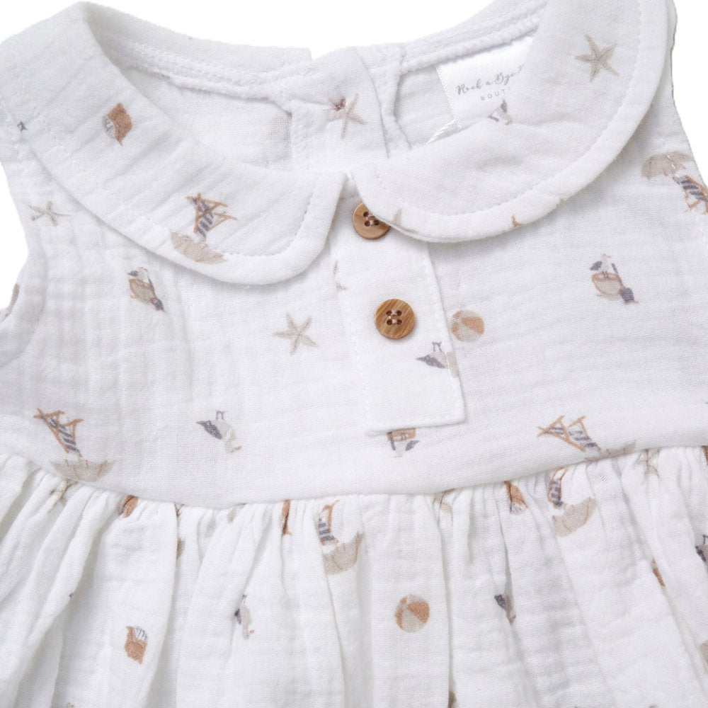 Rock A Bye Baby Girls Muslin Fabric Dress & Hat Set
