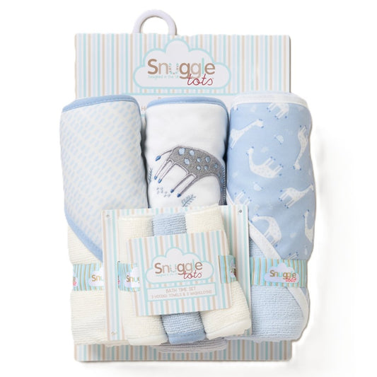 Snuggle Tots Baby Giraffe 6 Piece Hooded Towels & Washcloths Bath Time Set