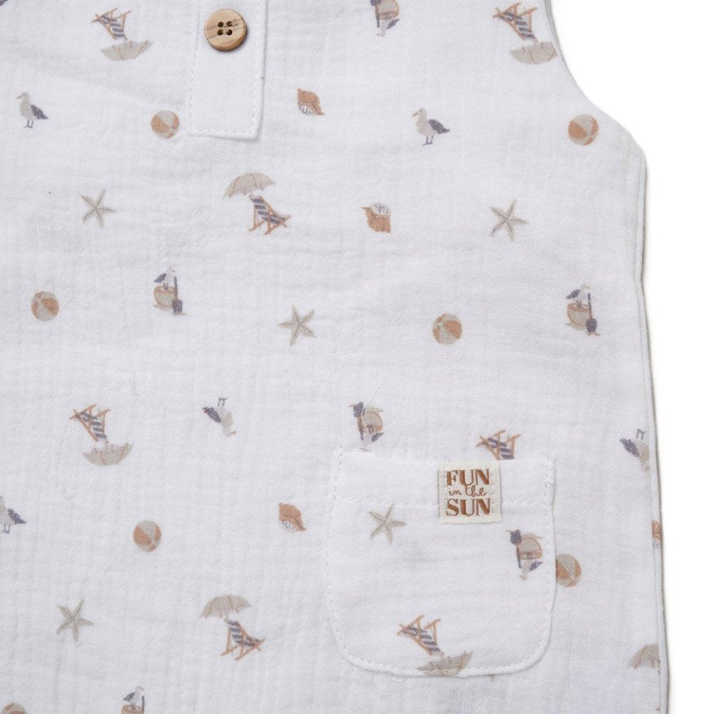 Rock A Bye Baby Unisex Muslin Romper & Hat