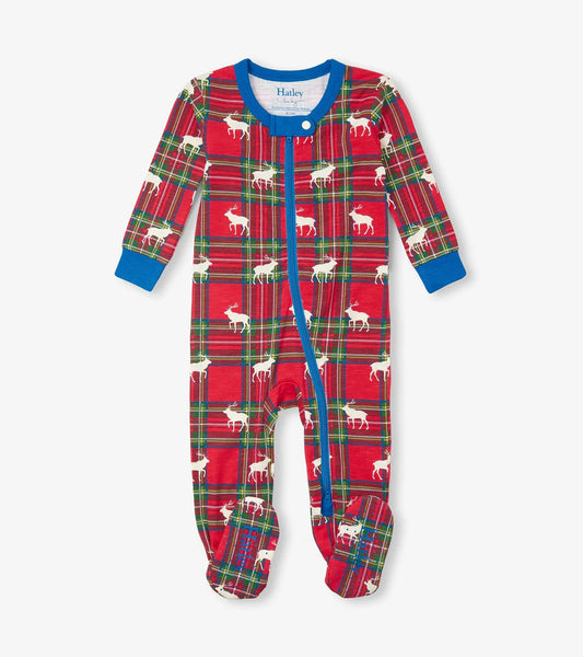 Hatley Elk Plaid Footed Sleepsuit