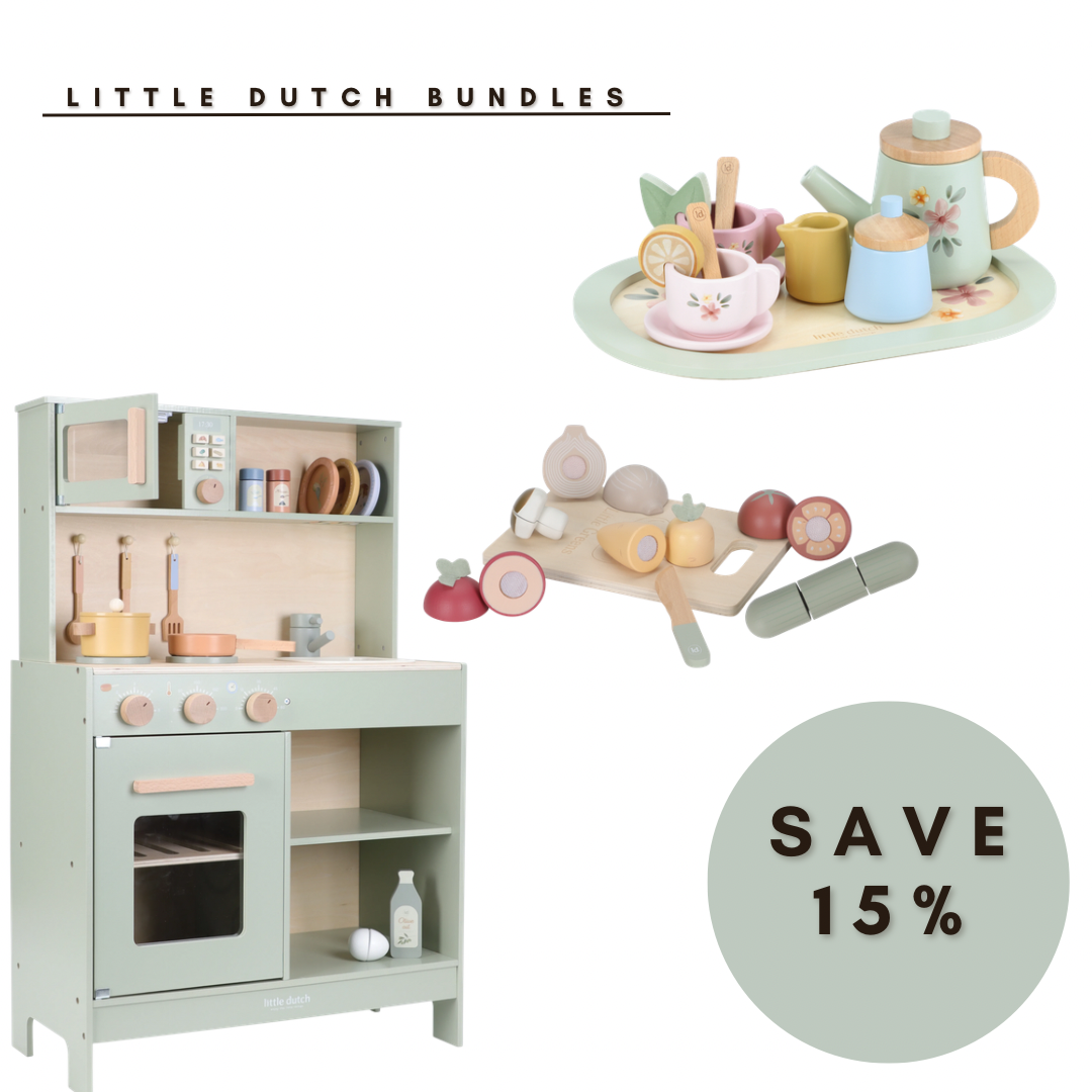 Little Dutch Wooden 3-Piece Mint Kitchen Bundle