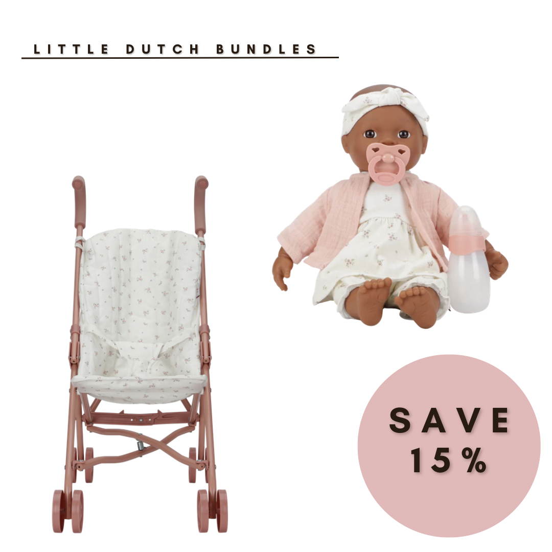 Little Dutch 2Pc Doll Bundle with Noa Doll & Metal Pram