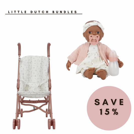 Little Dutch 2Pc Doll Bundle with Noa Doll & Metal Pram