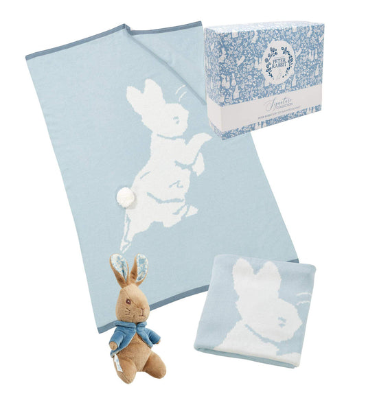 Rainbow Designs Peter Rabbit Signature Knitted Blanket With Soft Toy